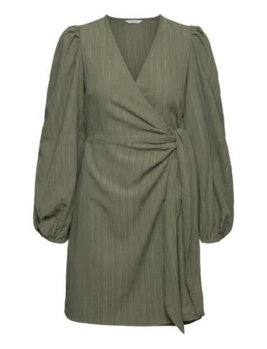 Axelle Wrap Dress Kort Kjole Khaki Green Bubbleroom