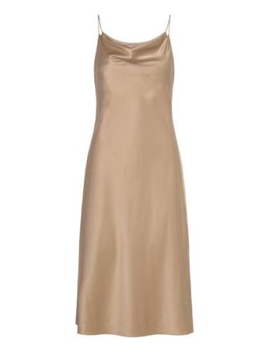 Fiona Silk Satin Dress Knælang Kjole Gold Balmuir