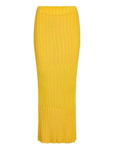 Striped Rib Skirt Lang Nederdel Yellow House Of Dagmar