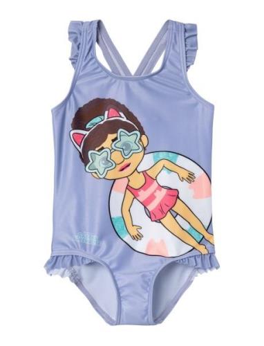 Nmfmedina Gabby Swimsuit Bfu Badedragt Badetøj Blue Name It