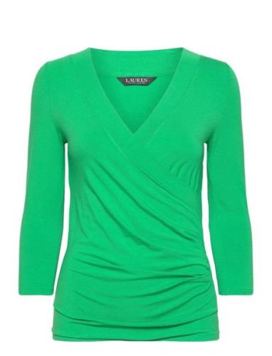 Surplice Jersey Top Tops T-shirts & Tops Long-sleeved Green Lauren Ral...