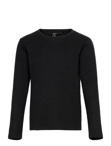 Top L S Basic Rib Tops T-shirts Long-sleeved T-Skjorte Black Lindex