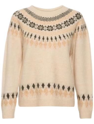 Crcherry Knit Pullover Tops Knitwear Jumpers Beige Cream