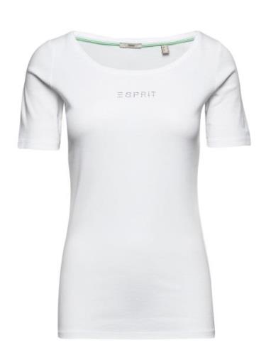 T-Shirts Tops T-shirts & Tops Short-sleeved White Esprit Casual