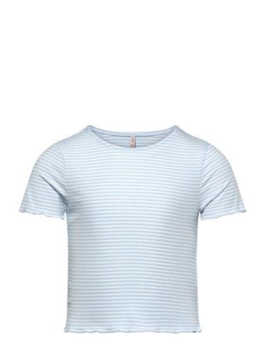 Kogwilma Life S/S Rib Top Jrs Tops T-Kortærmet Skjorte Blue Kids Only