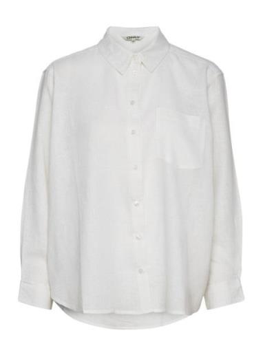 Onltokyo L/S Linen Blend Shirt Pnt Tops Shirts Long-sleeved White ONLY