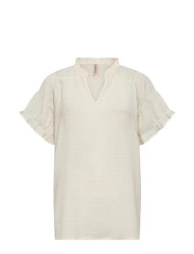 Sc-Calypso Tops Blouses Short-sleeved Cream Soyaconcept