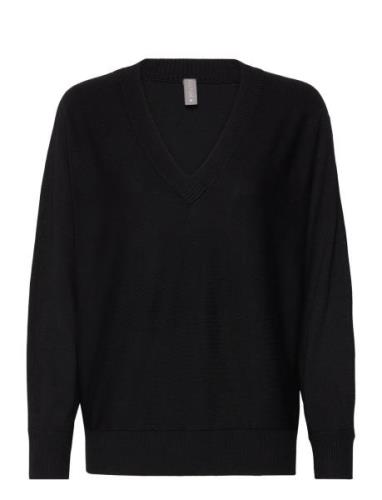 Cuannemarie V-Neck Pullover Tops Knitwear Jumpers Black Culture