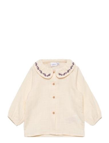 Nmflofine Ls Shirt Tops Shirts Long-sleeved Shirts Cream Name It