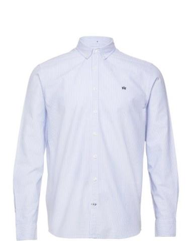 Johan Oxford Stripe Shirt Tops Shirts Casual Blue Kronstadt