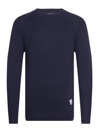 Knitted Pullover Tops Knitwear Round Necks Navy Resteröds