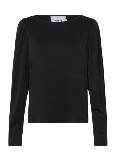 Msreyna Long Sleeve Modal Blouse Tops Blouses Long-sleeved Black Minus