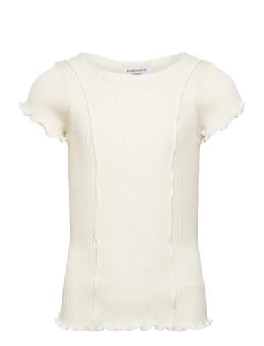 Cotton T-Shirt Tops T-Kortærmet Skjorte Cream Rosemunde Kids