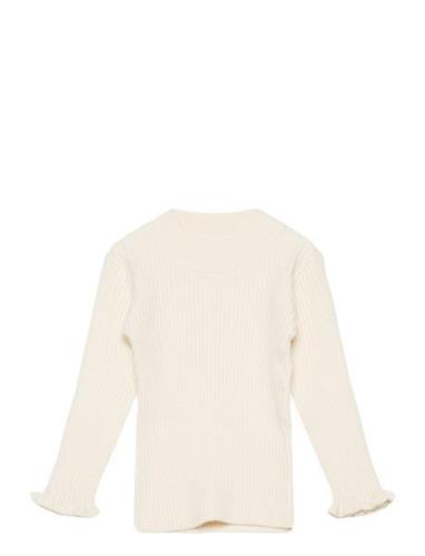 Nmfvianna Ls Slim Knit N Tops T-shirts Long-sleeved T-Skjorte Cream Na...