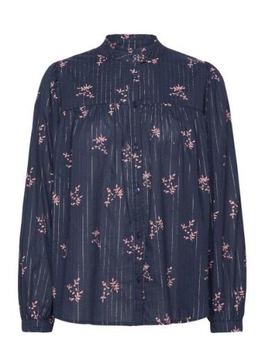 Cara Shirt Tops Blouses Long-sleeved Navy Lollys Laundry