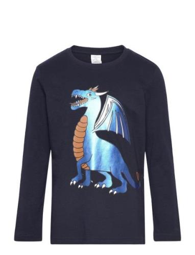 Top Ls Dragon Tops T-shirts Long-sleeved T-Skjorte Navy Lindex