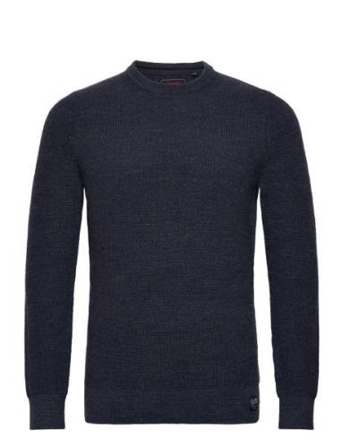 Textured Crew Knit Jumper Tops Knitwear Round Necks Navy Superdry