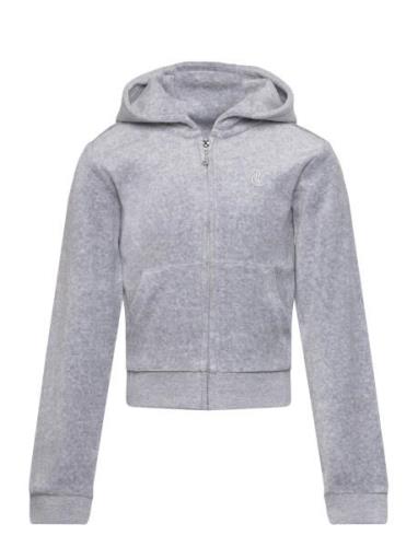 Tonal Embro Velour Zip Thru Hoodie Tops Sweatshirts & Hoodies Hoodies ...