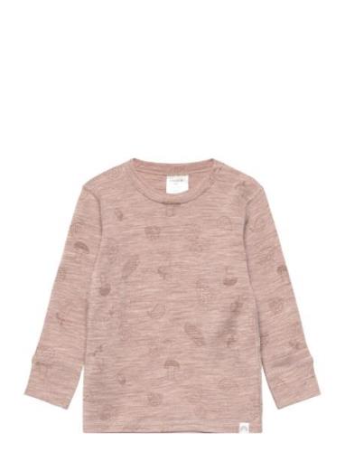 Top Baby Merino Wool Tops T-shirts Long-sleeved T-Skjorte Pink Lindex