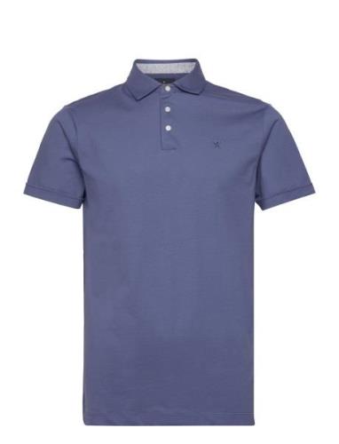 Pima Cotton Polo Tops Polos Short-sleeved Blue Hackett London