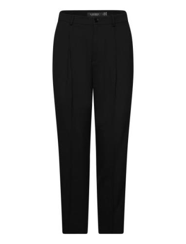 Satin-Stripe Wool Crepe Straight Pant Bottoms Trousers Suitpants Black...