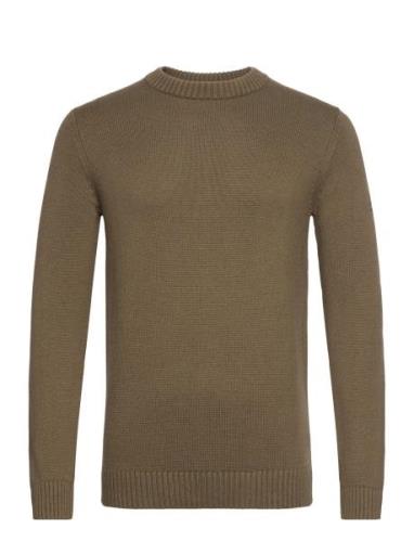 Bs Halfdan Regular Fit Knitwear Tops Knitwear Round Necks Khaki Green ...