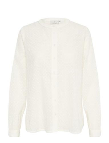 Karose Shirt Tops Shirts Long-sleeved Cream Kaffe