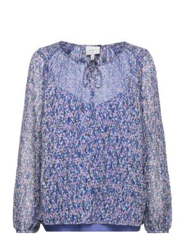 D6Mannet Bohemian Print Top Tops Blouses Long-sleeved Blue Dante6