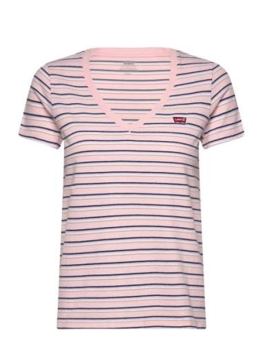 Perfect Vneck Cool Stripe Chal Tops T-shirts & Tops Short-sleeved Pink...