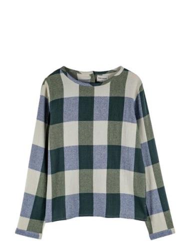 Plaid Check Blouse Tops Blouses Long-sleeved Blue Bobo Choses