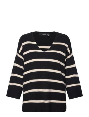 Vmsaba 3/4 V-Nck Stripe Pullover Ga Noos Tops Knitwear Jumpers Black V...