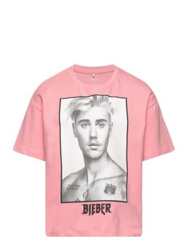 Nkfjabb Justinbieber Ss Boxy Top Box Unv Tops T-Kortærmet Skjorte Pink...