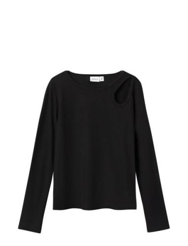 Nkfninnie Ls Short Top Noos Tops T-shirts Long-sleeved T-Skjorte Black...