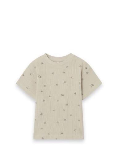 T-Shirt Waffle Tops T-Kortærmet Skjorte Beige Garbo&Friends