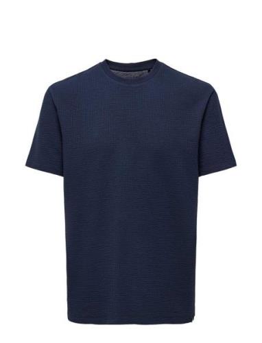 Kobkian Reg Seersucker S/S Tee Jrs Tops T-Kortærmet Skjorte Navy Kids ...