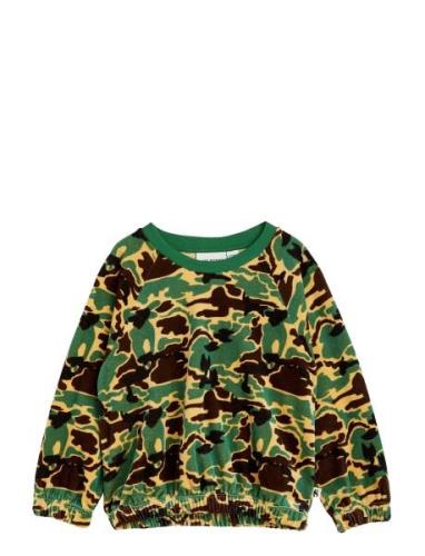 Camo Aop Velour Sweatshirt Tops Sweatshirts & Hoodies Sweatshirts Gree...