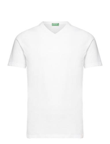 V Neck T-Shirt Tops T-Kortærmet Skjorte White United Colors Of Benetto...