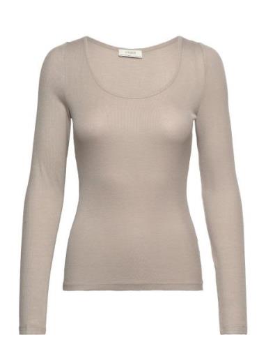 Top Julina Tops T-shirts & Tops Long-sleeved Beige Lindex