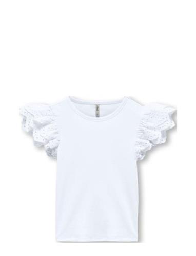 Kmgzenia S/L Detail Top Jrs Tops T-Kortærmet Skjorte White Kids Only