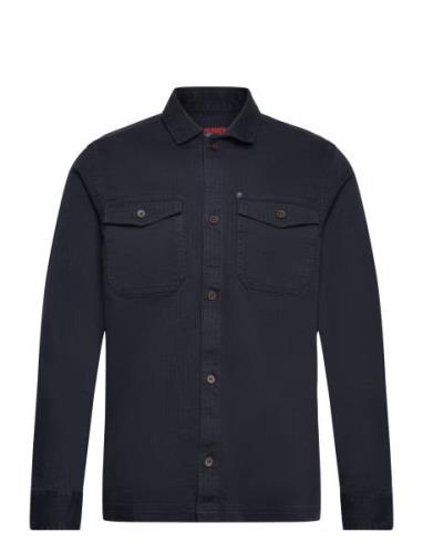 Merchant Herringb Overshirt Tops Overshirts Navy Superdry