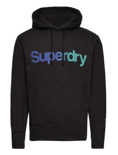 Core Logo Loose Hood Tops Sweatshirts & Hoodies Hoodies Black Superdry