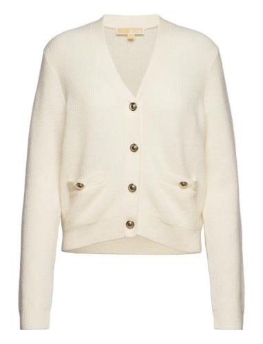 Merino V Nk Butn Cardi Tops Knitwear Cardigans Beige Michael Kors