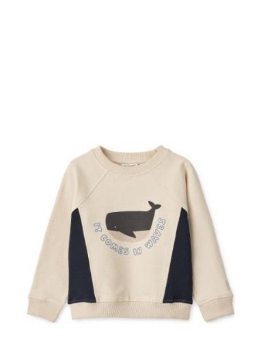 Aude Placement Sweatshirt Tops Sweatshirts & Hoodies Sweatshirts Cream...