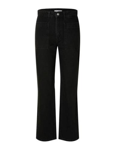 Slfkate-Marley Hw Black Str Pocket Jeans Bottoms Jeans Straight-regula...