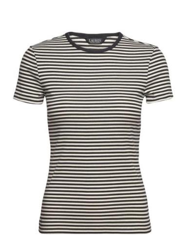 Striped Stretch Cotton Crewneck Tee Tops T-shirts & Tops Short-sleeved...