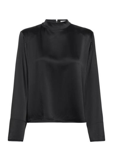 Lina Top Tops Blouses Long-sleeved Black House Of Dagmar