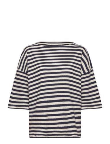 Tulip Tee Stripe Tops T-shirts & Tops Short-sleeved Navy Moshi Moshi M...