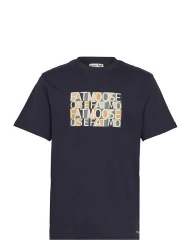 Logo Cotton Tee Tops T-Kortærmet Skjorte Navy Fat Moose