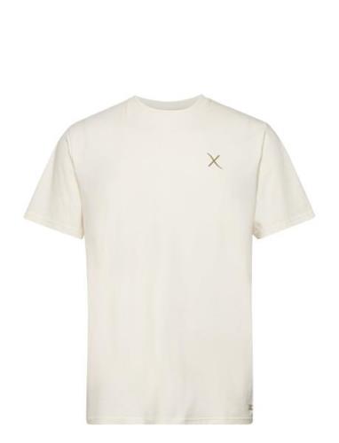 Cross Logo Organic Tee Tops T-Kortærmet Skjorte Cream Clean Cut Copenh...