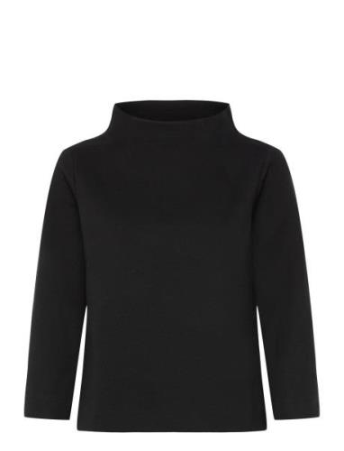 Hexacon Blouse, Solid Tops Blouses Long-sleeved Black Papu